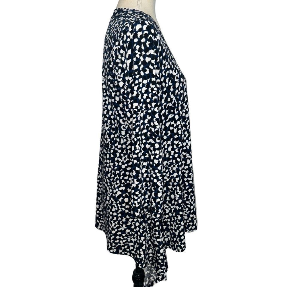 Chaua Blue Black White Cheetah animal Print Round Neck Half Sleeve spandex XL - Picture 4 of 8